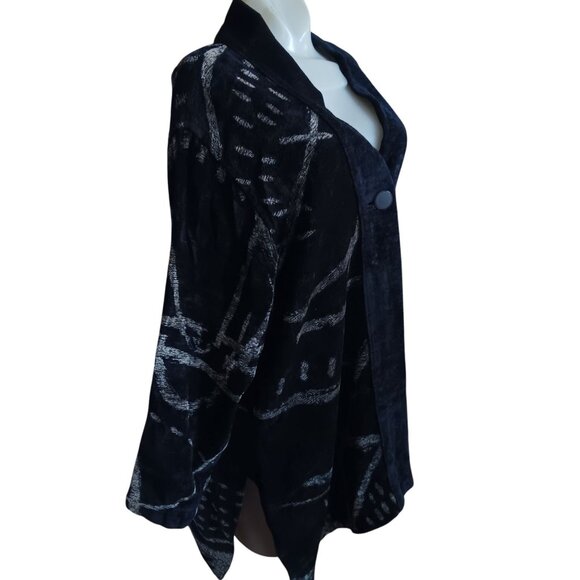 Vintage Women's Large Jacket Maude Andrade Black & White Abstract Woven Art - Picture 3 of 5